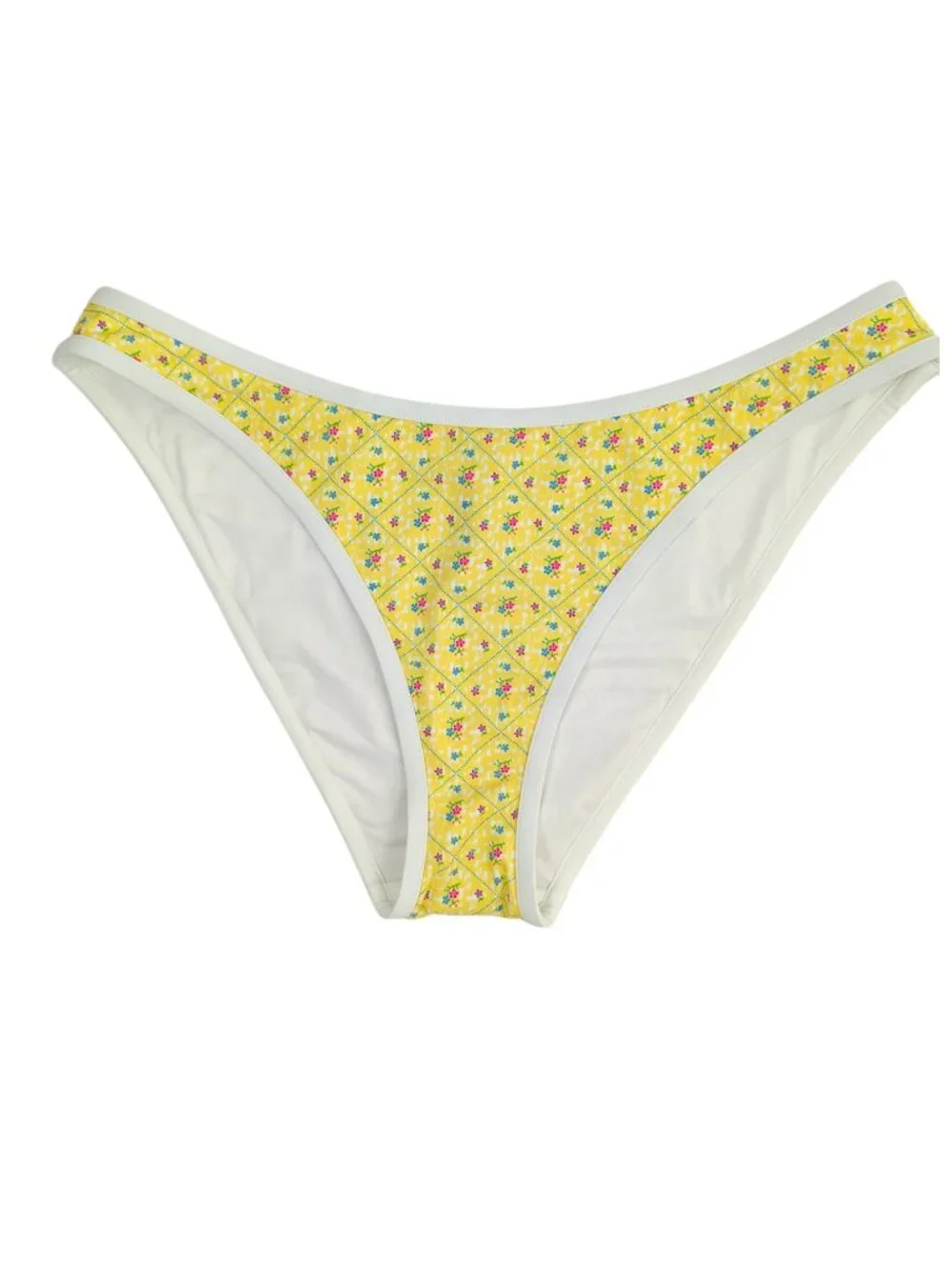 NWT! Pink X Frankie's Bikinis Yellow Floral Bikini Set Halter Cheeky Size XL